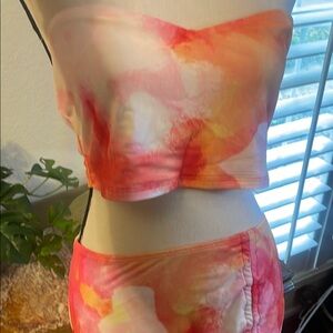 NEW Colorful Strapless Bikini with skirt Set